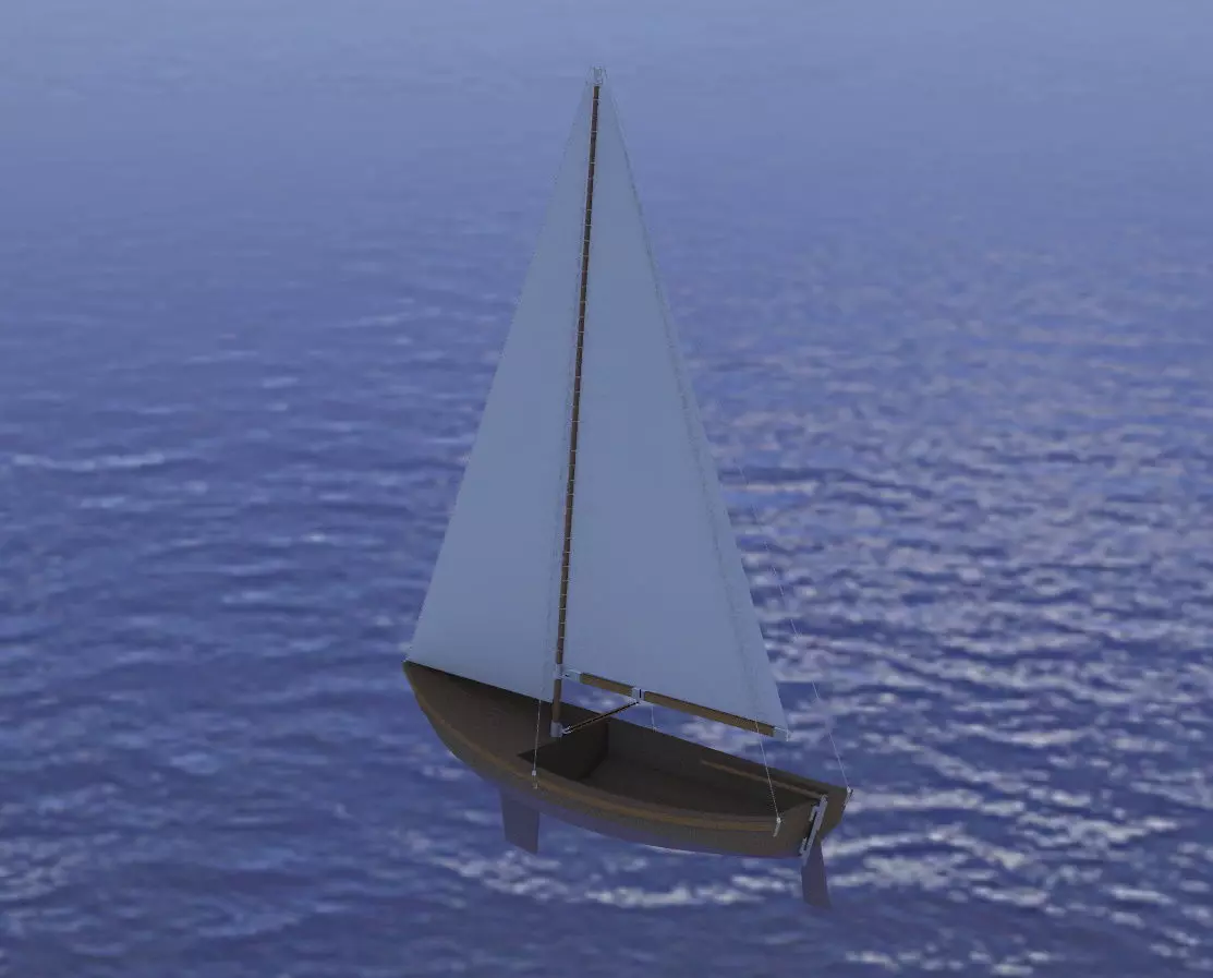 Sailboat model floating in ocean Free 3D model_0