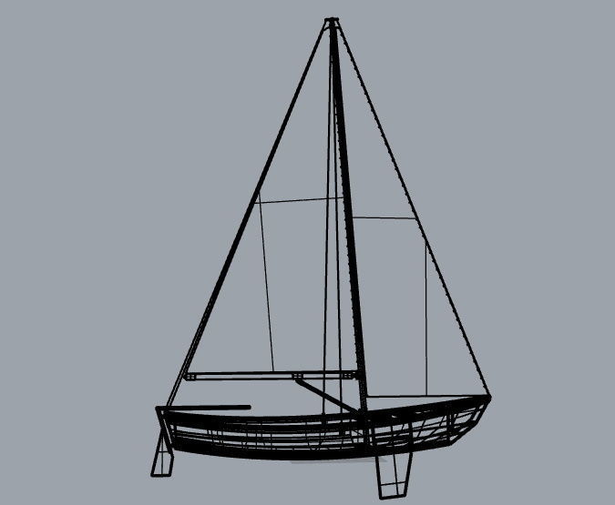 Sailboat model floating in ocean Free 3D model_3