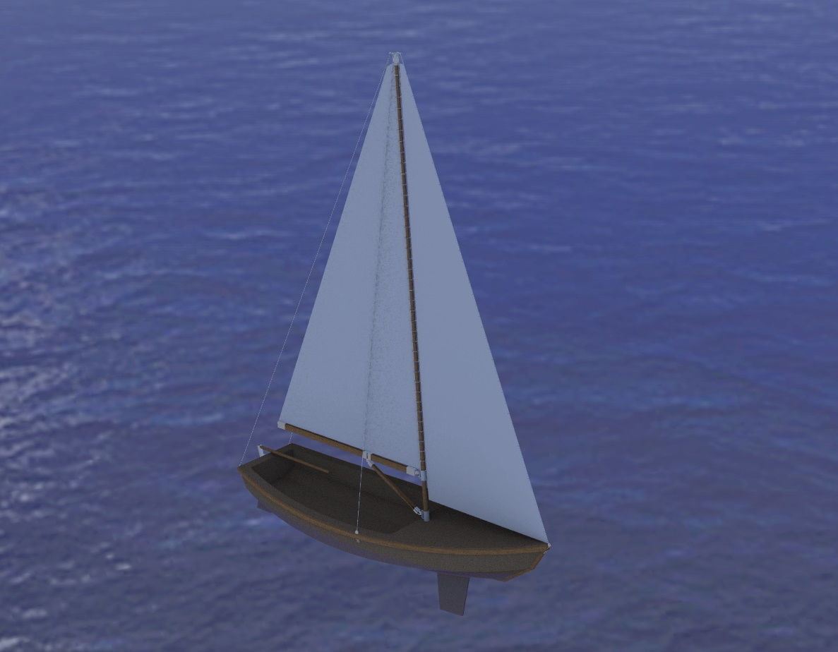 Sailboat model floating in ocean Free 3D model_1