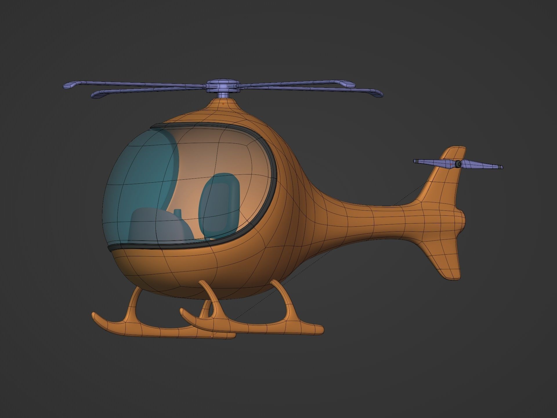 Cartoon Aircraft Pack - Rocket Hot Air Balloon Plane Helicopter Low-poly 3D model_18