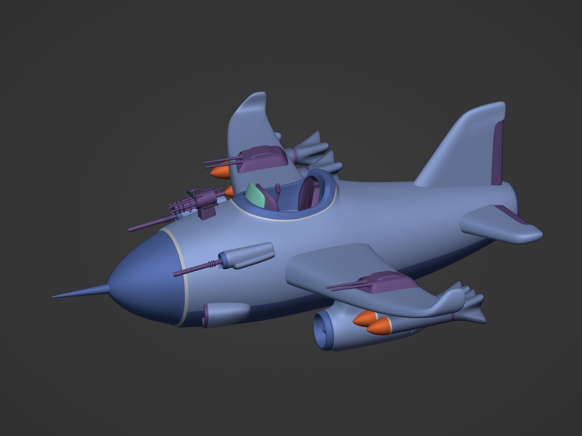 Cartoon Aircraft Pack - Rocket Hot Air Balloon Plane Helicopter Low-poly 3D model_19