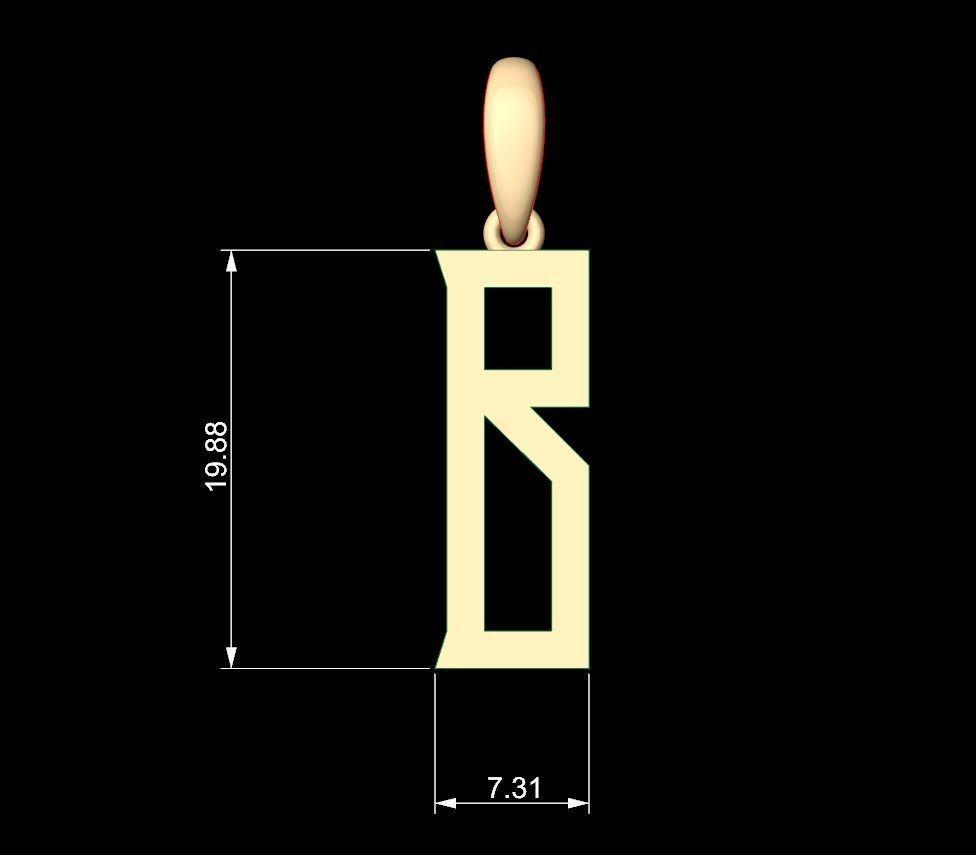 Initial Letters Pendant Singa Serif Regular B 3D print model_5