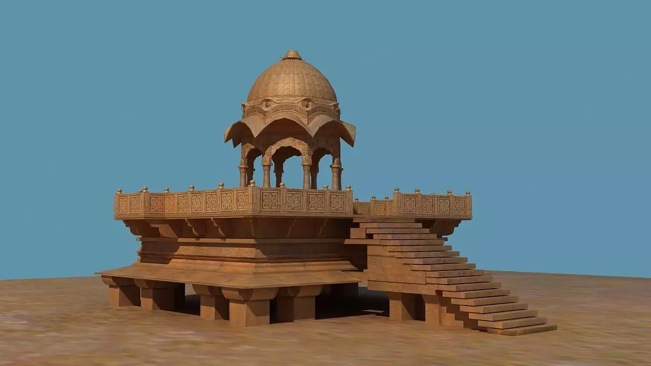 Indian temple 3D model_0