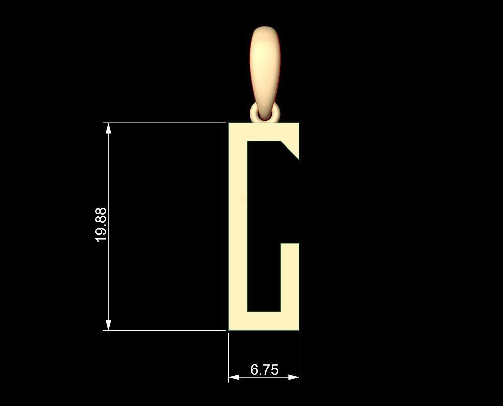Initial Letters Pendant Singa Serif Regular C 3D print model_5