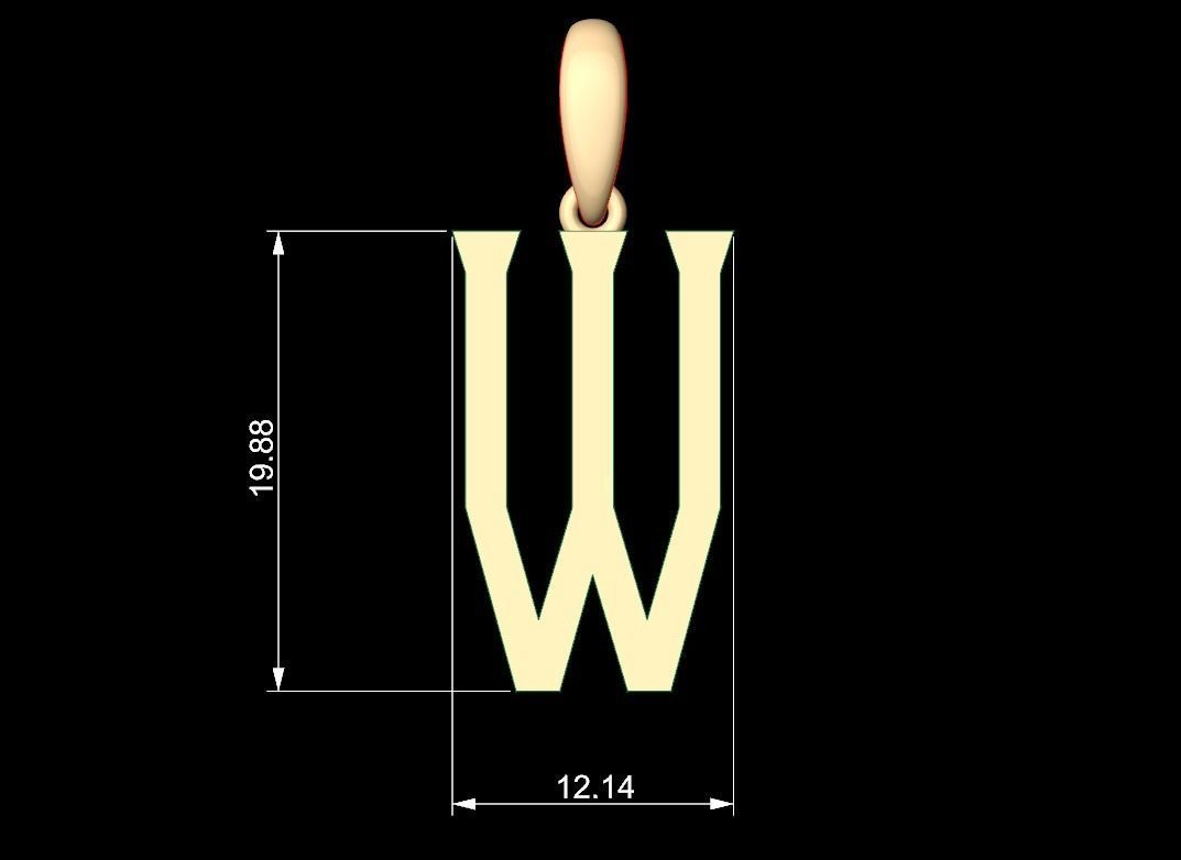 Initial Letters Pendant Singa Serif Regular W 3D print model_4