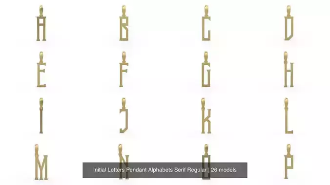 Initial Letters Pendant Alphabets Serif Regular 3D Model Collection