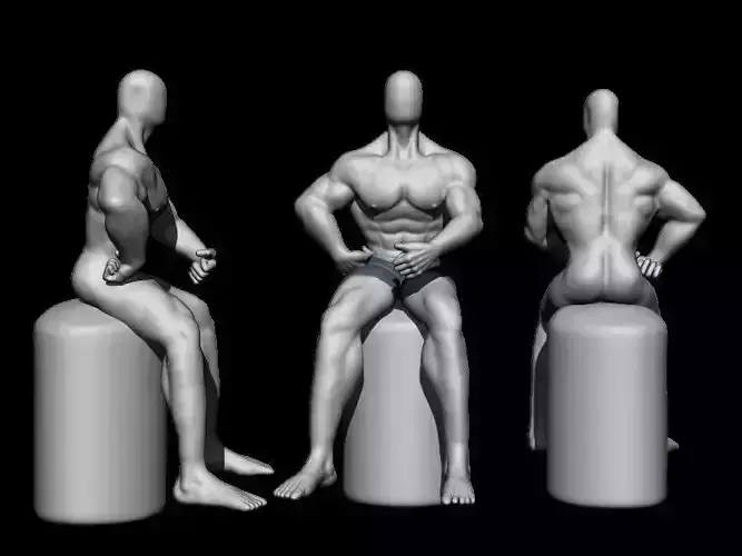 Human model man on stool