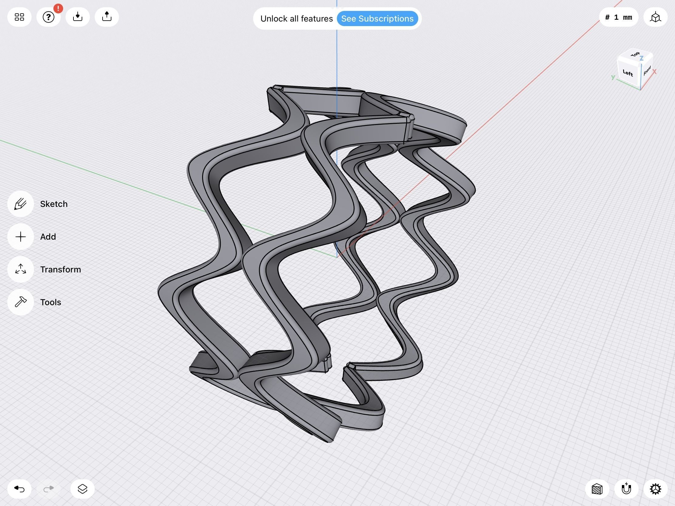 Wavy bangle 55mm stl 3D print model_1