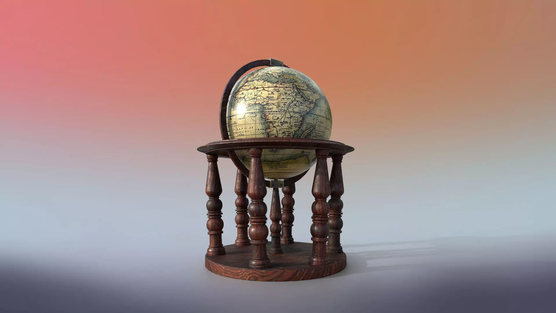 Globe world map PBR low-poly 3D model Low-poly 3D model_0