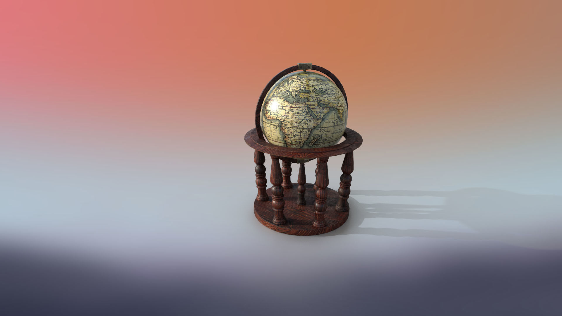 Globe world map PBR low-poly 3D model Low-poly 3D model_4