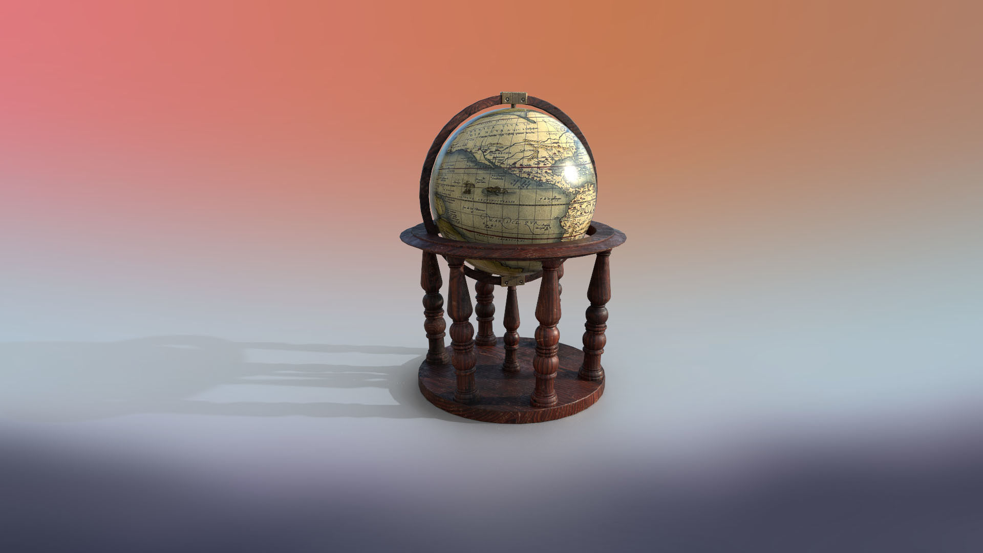 Globe world map PBR low-poly 3D model Low-poly 3D model_2