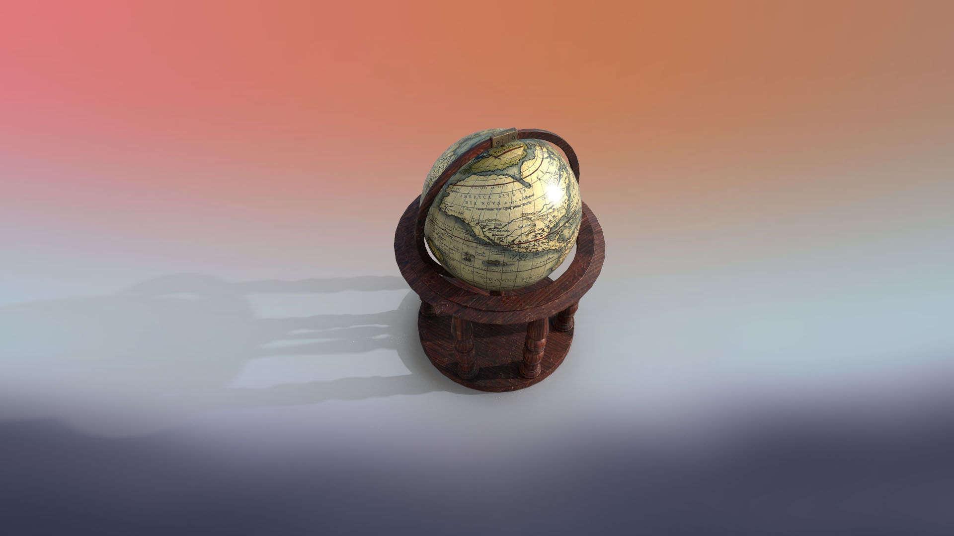 Globe world map PBR low-poly 3D model Low-poly 3D model_3