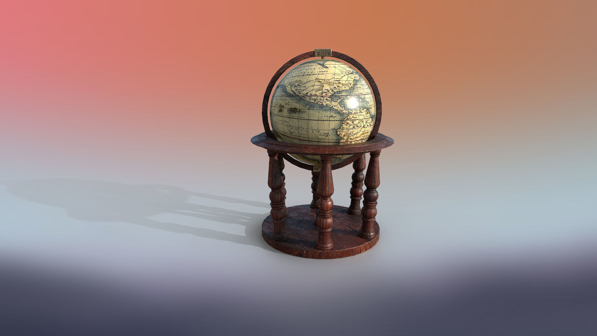 Globe world map PBR low-poly 3D model Low-poly 3D model_1