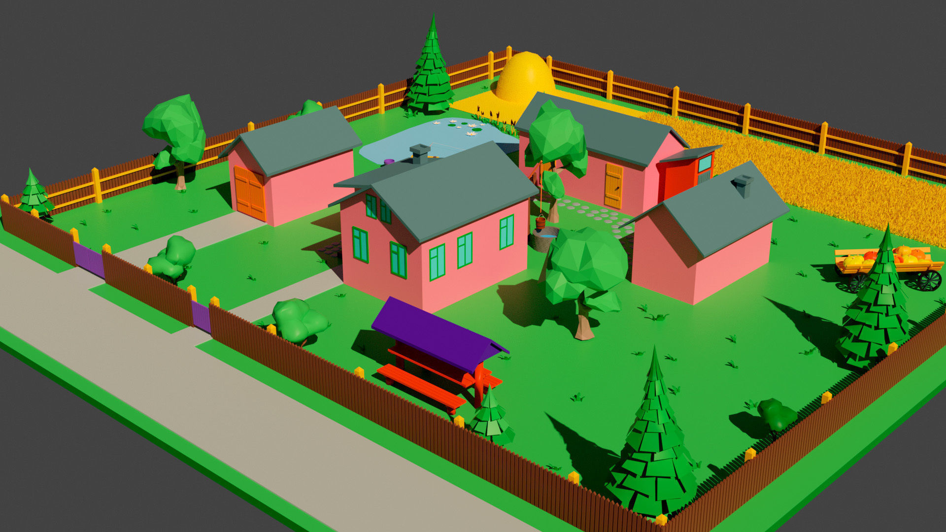 village simpsons house Low-poly 3D model_2