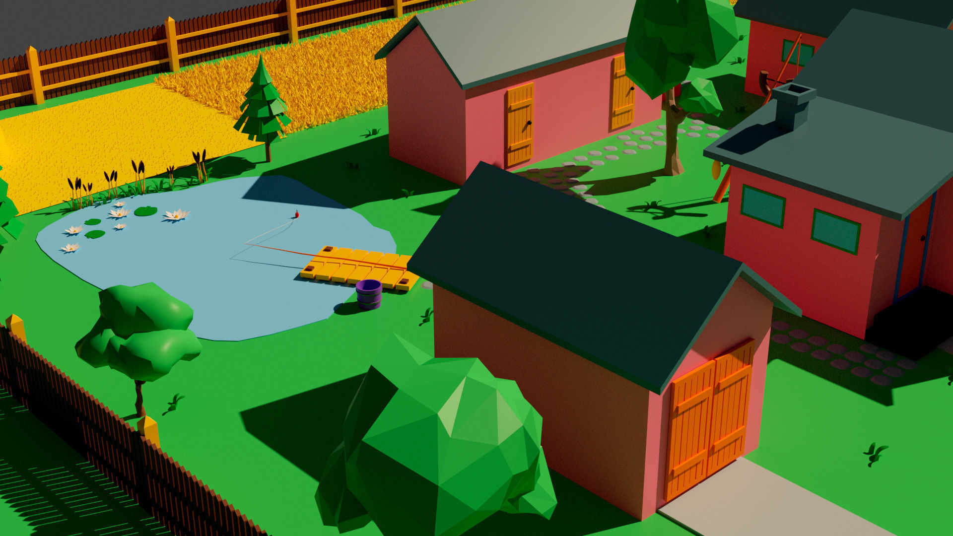 village simpsons house Low-poly 3D model_7
