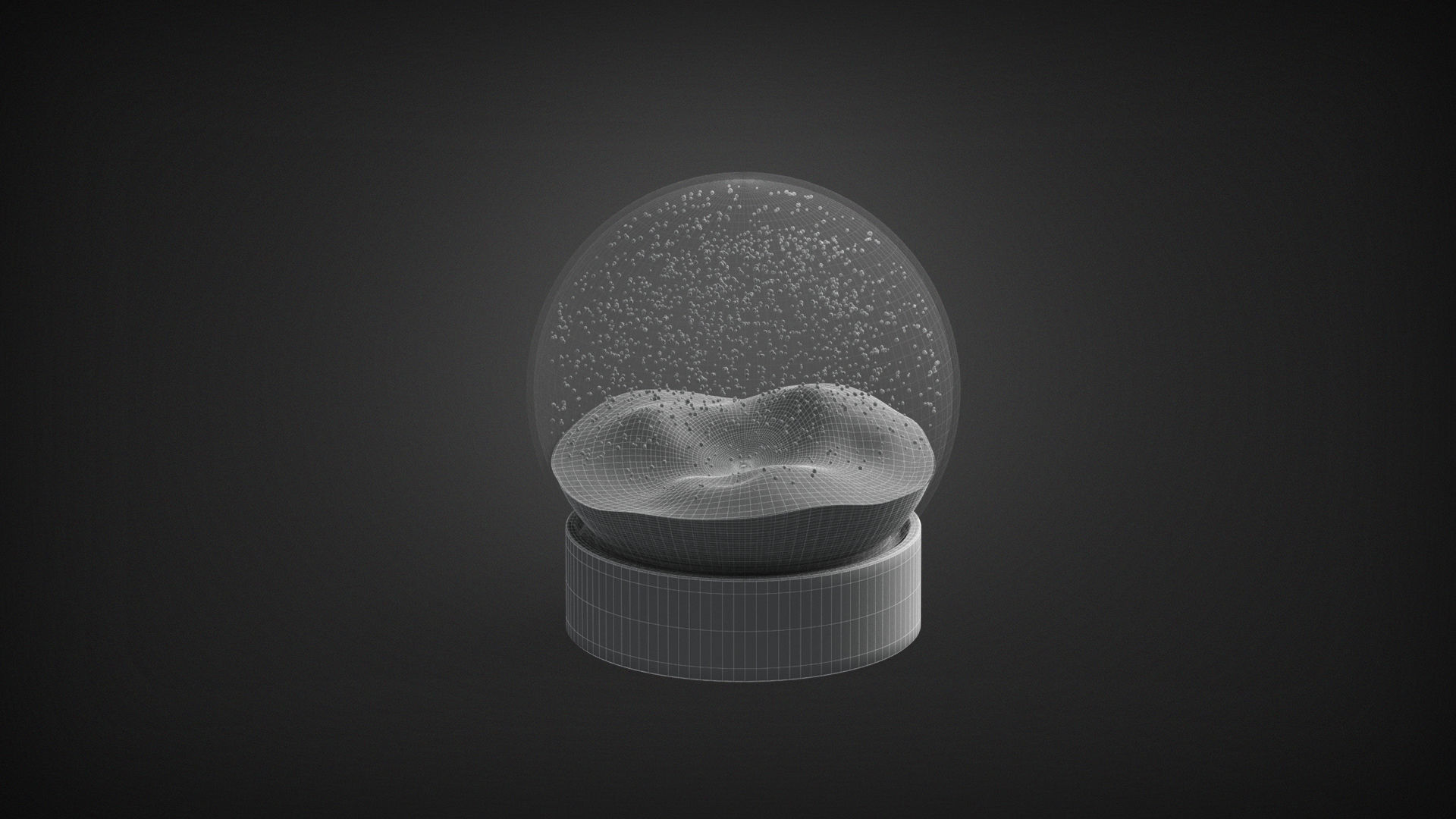 Snowglobe with cycled animated snowfall on dark background Low-poly 3D model_8