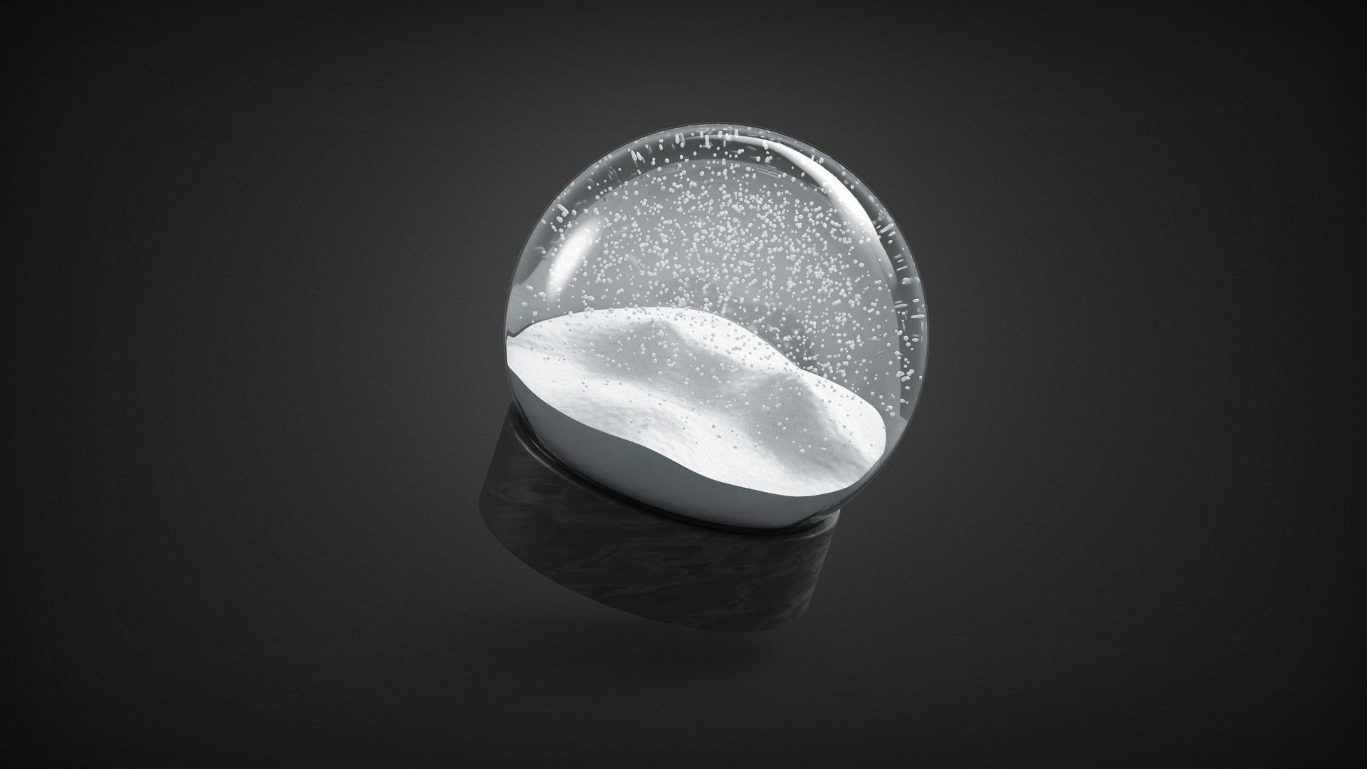 Snowglobe with cycled animated snowfall on dark background Low-poly 3D model_3