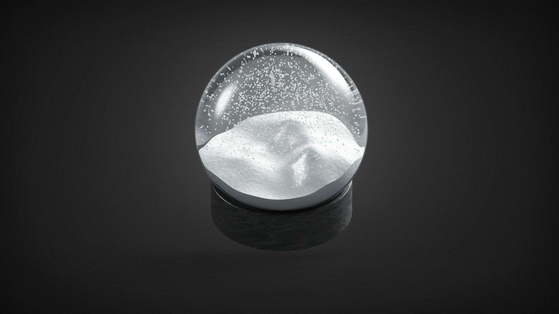 Snowglobe with cycled animated snowfall on dark background Low-poly 3D model_5