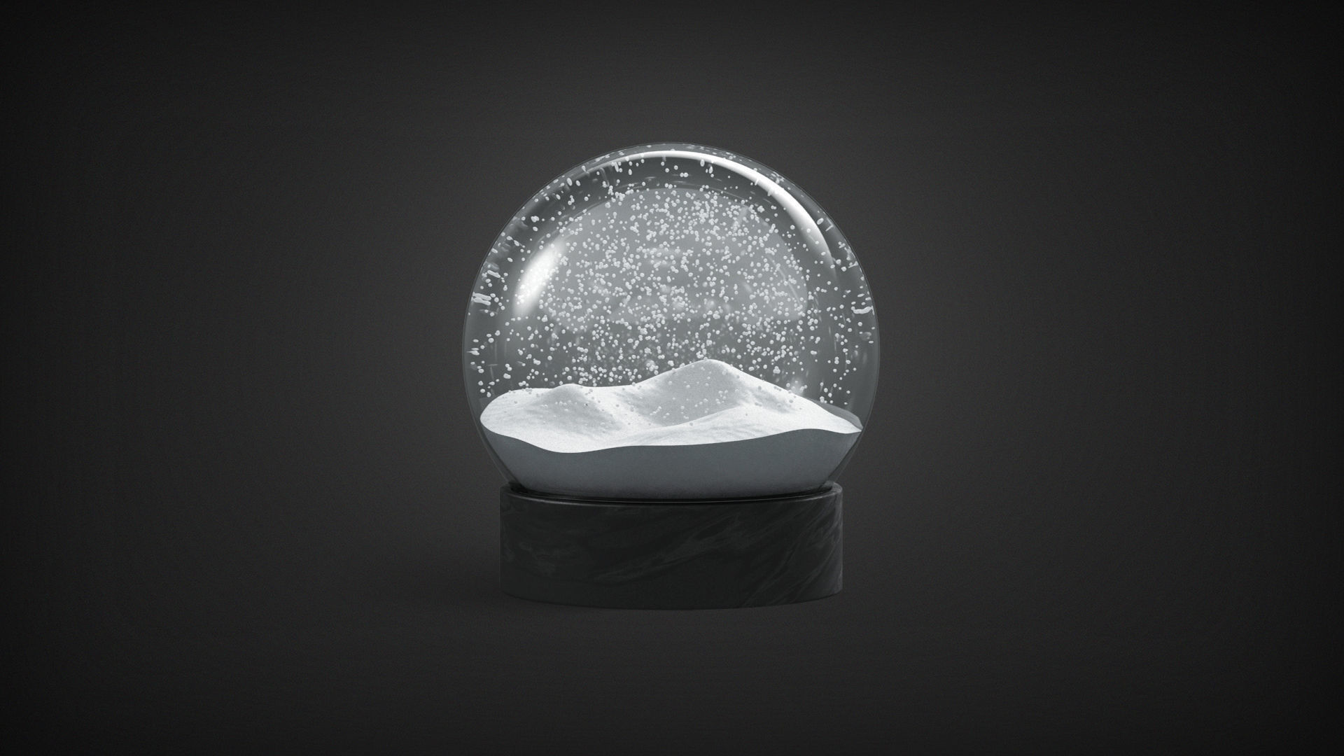 Snowglobe with cycled animated snowfall on dark background Low-poly 3D model_4