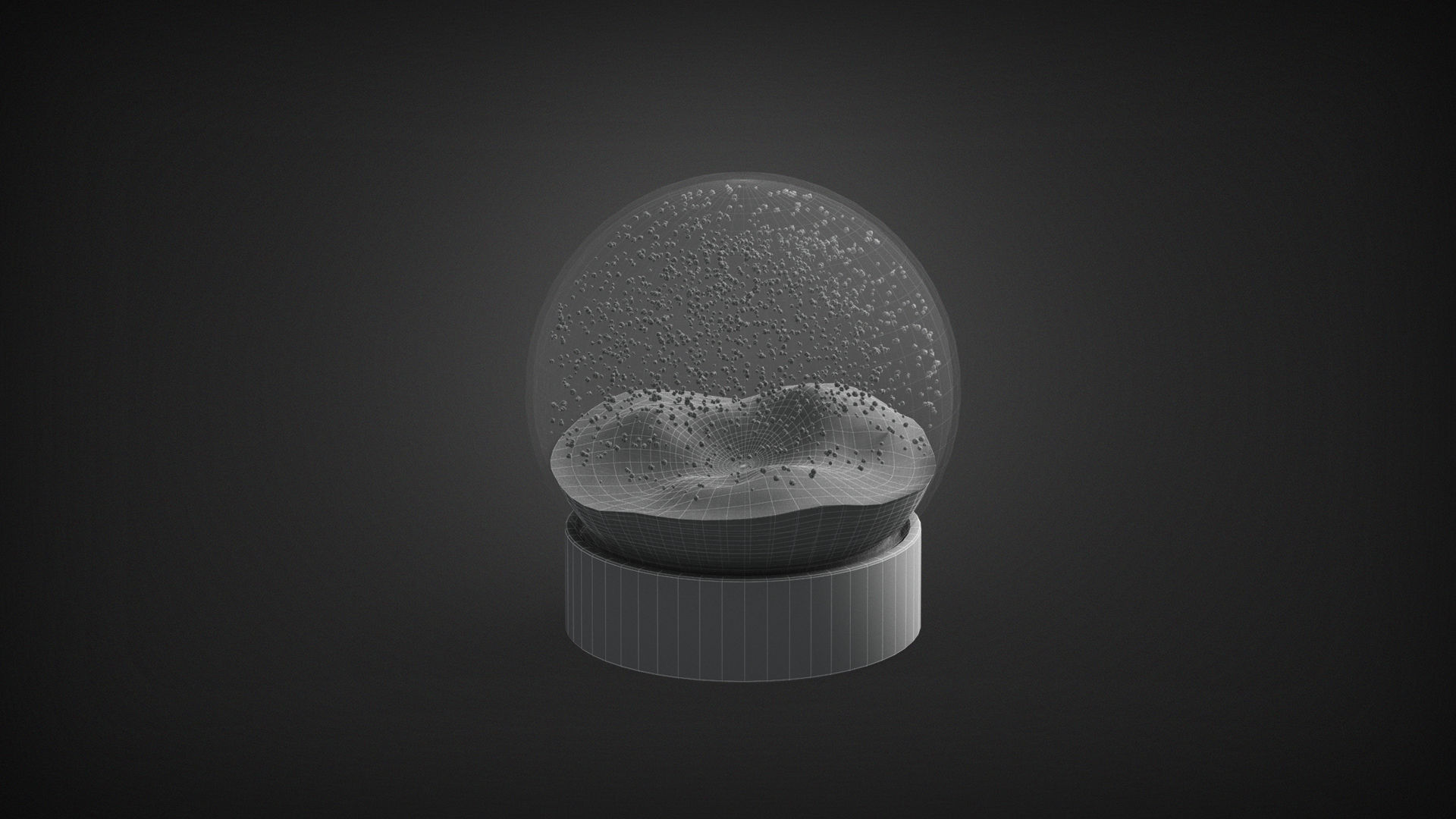 Snowglobe with cycled animated snowfall on dark background Low-poly 3D model_7