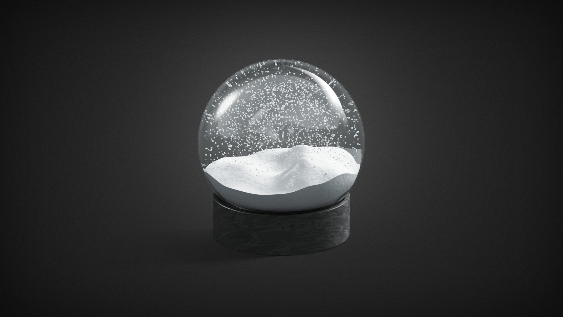 Snowglobe with cycled animated snowfall on dark background Low-poly 3D model_2