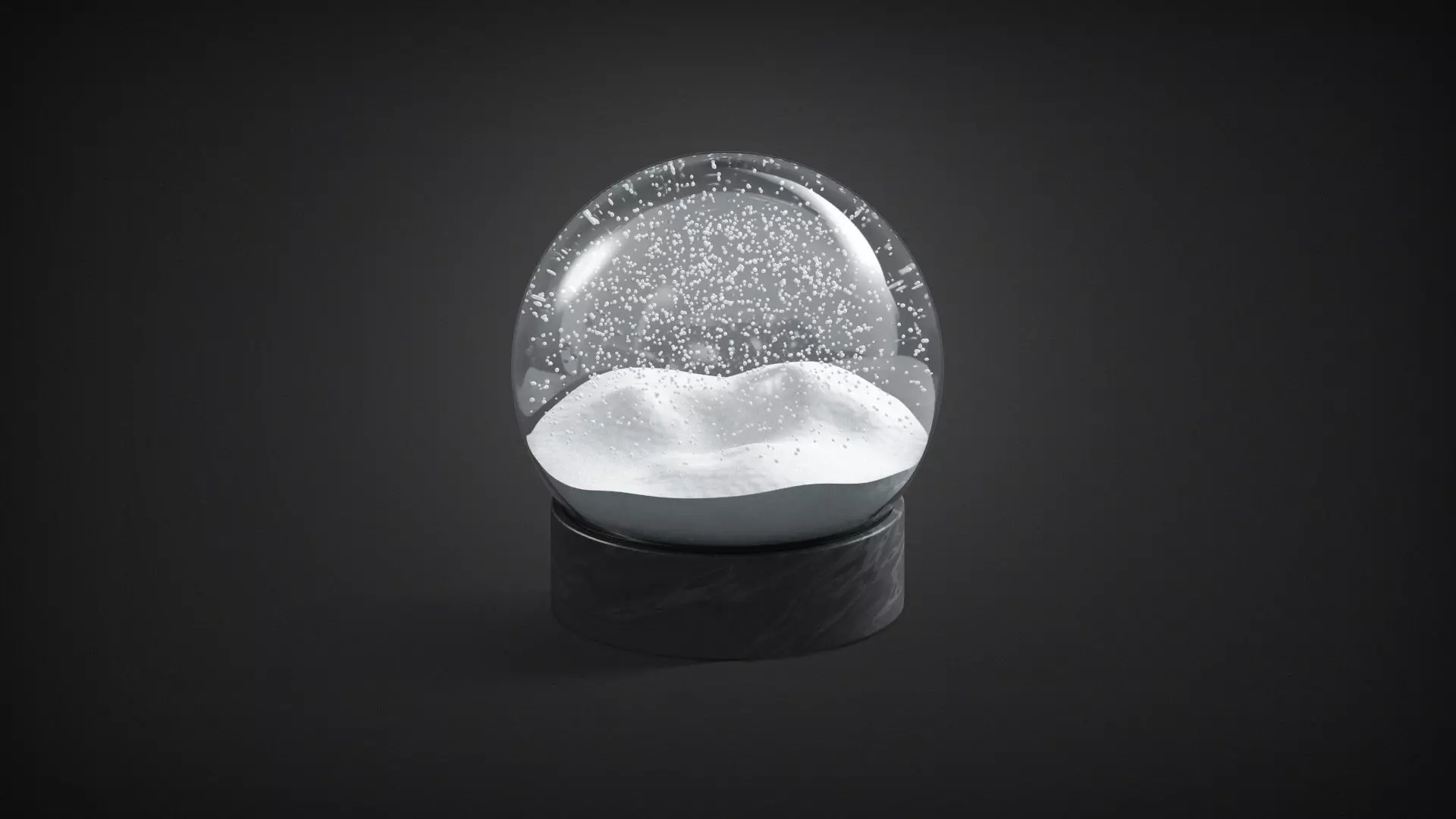 Snowglobe with cycled animated snowfall on dark background Low-poly 3D model_0