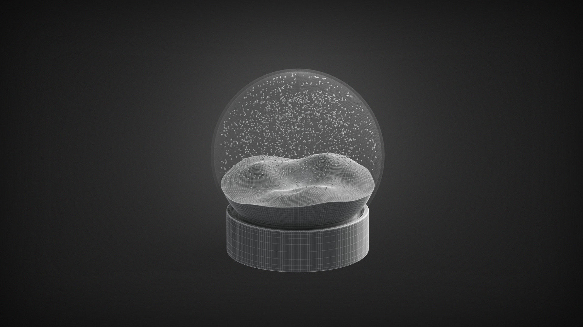 Snowglobe with cycled animated snowfall on dark background Low-poly 3D model_9