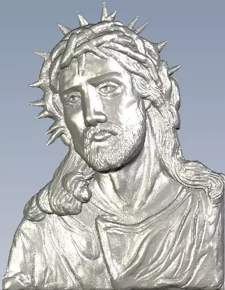 Jesus head relief 3D print model_0