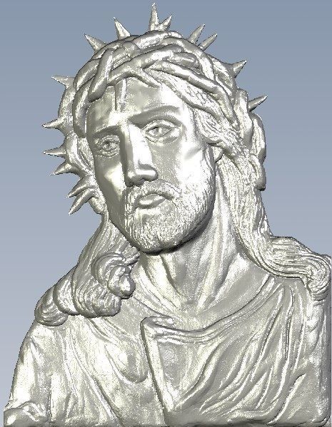 Jesus head relief 3D print model_5