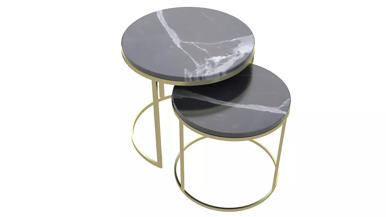 Golden circular twin tables 3D model_0