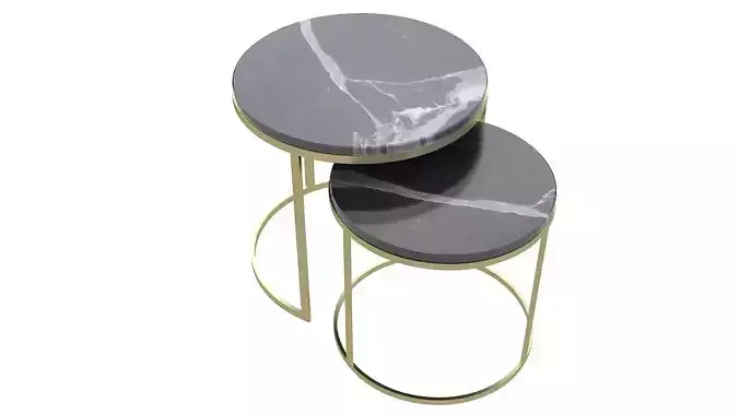 Golden circular twin tables 3D model