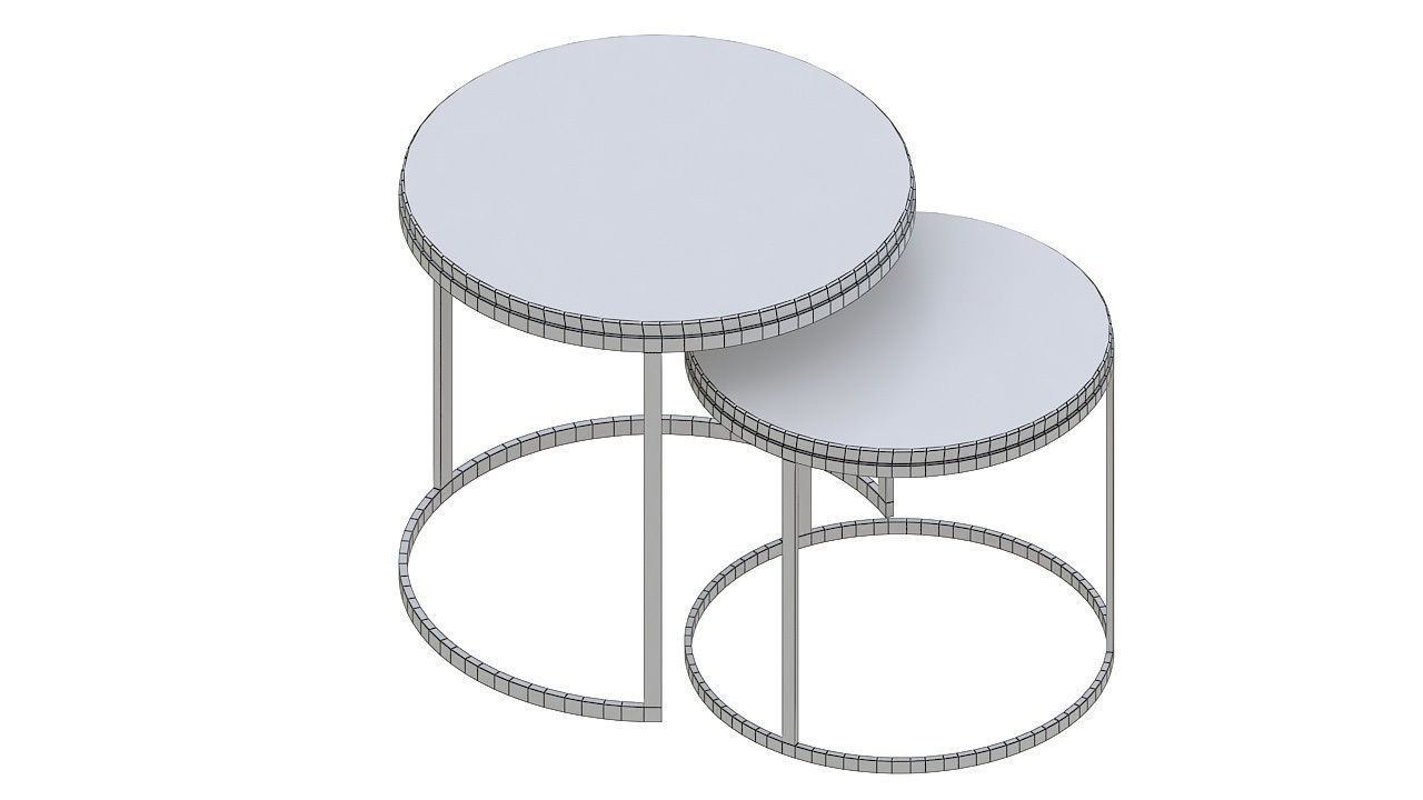 Golden circular twin tables 3D model_6