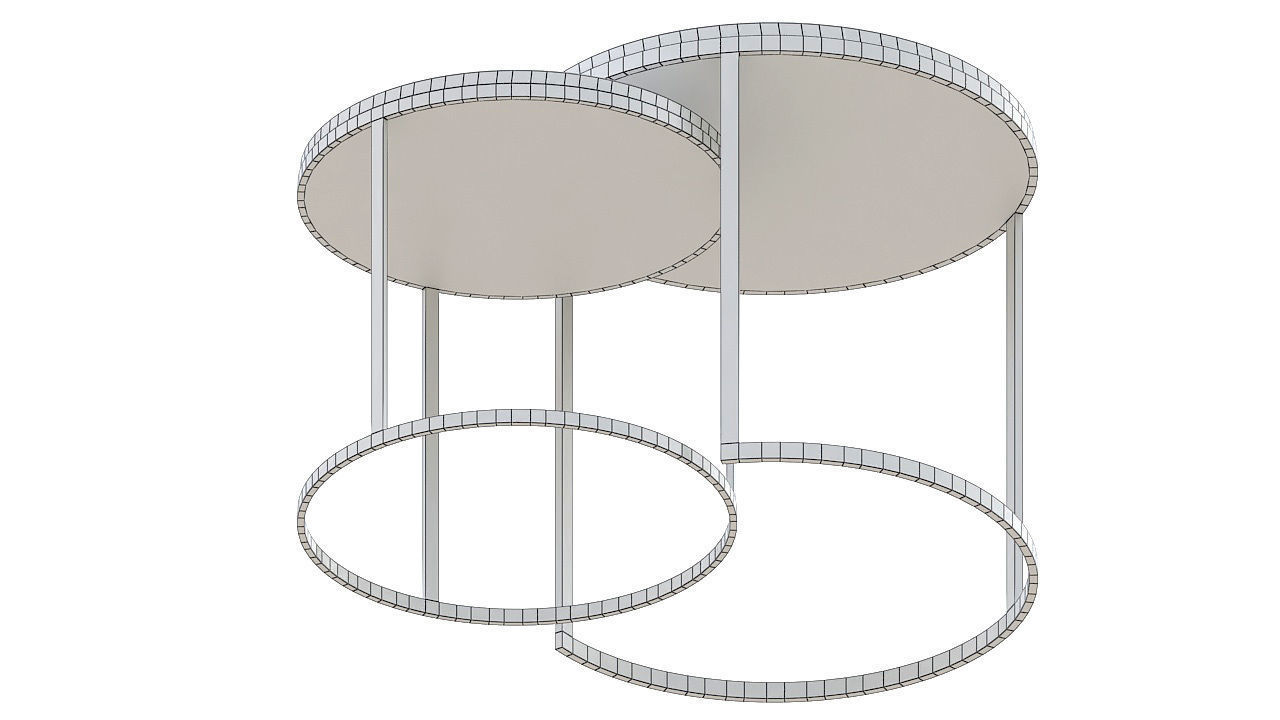 Golden circular twin tables 3D model_8