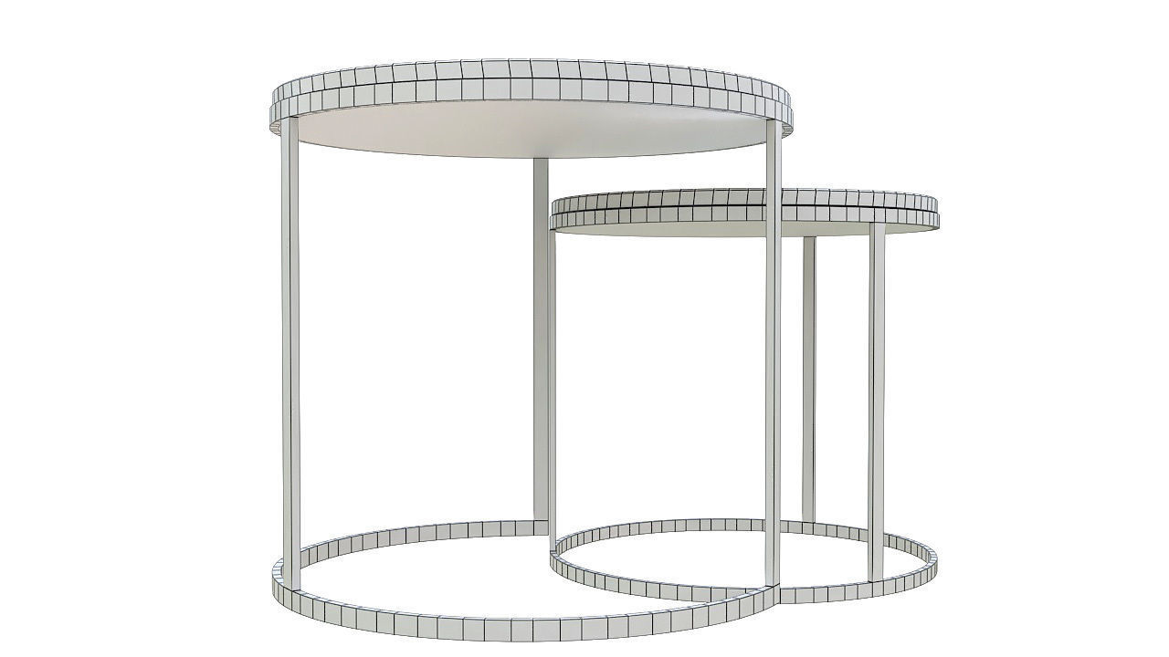 Golden circular twin tables 3D model_5