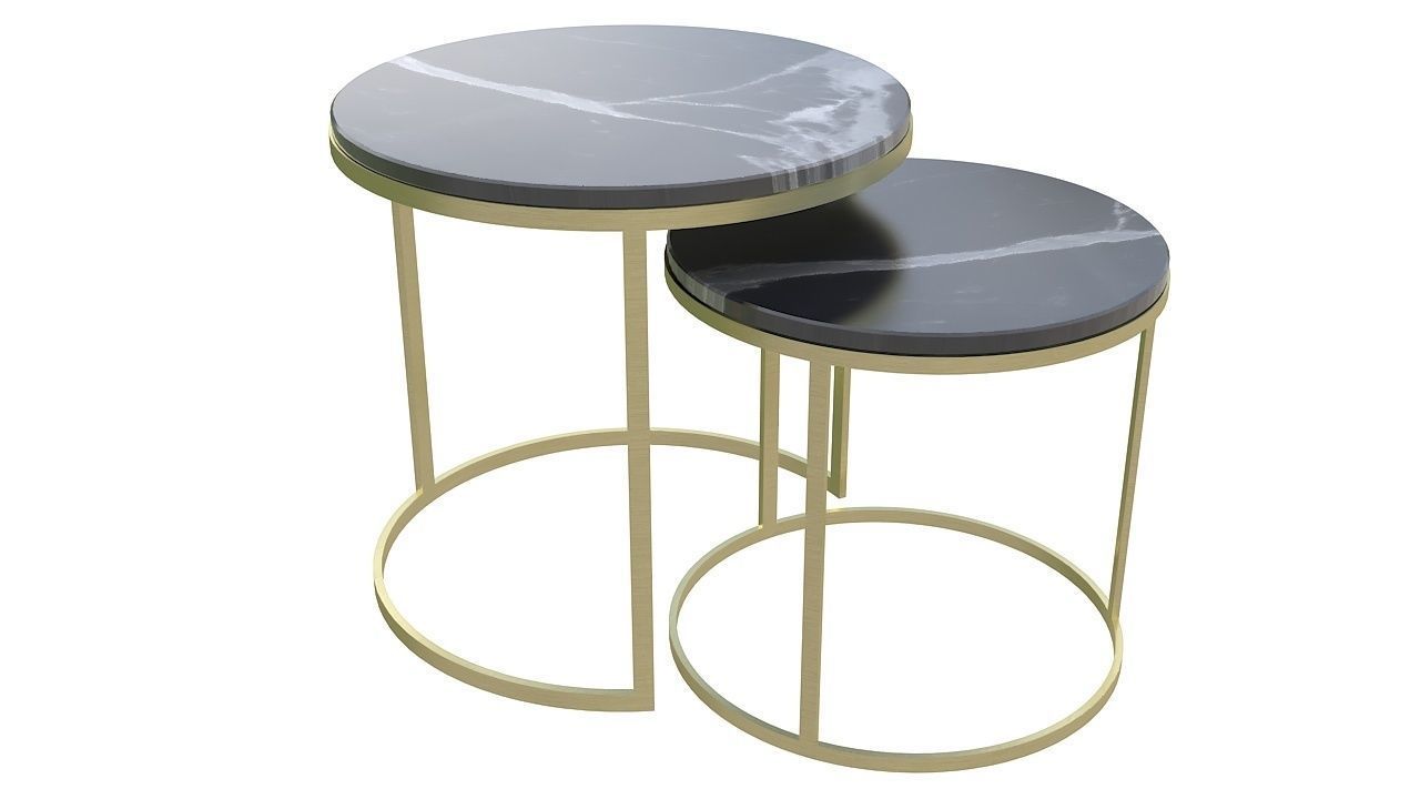 Golden circular twin tables 3D model_1