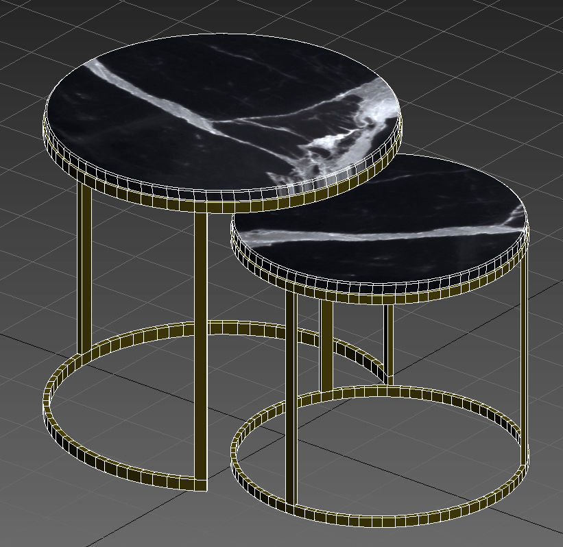 Golden circular twin tables 3D model_9