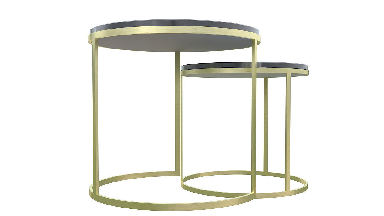 Golden circular twin tables 3D model_4