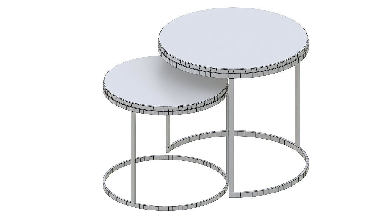 Golden circular twin tables 3D model_7