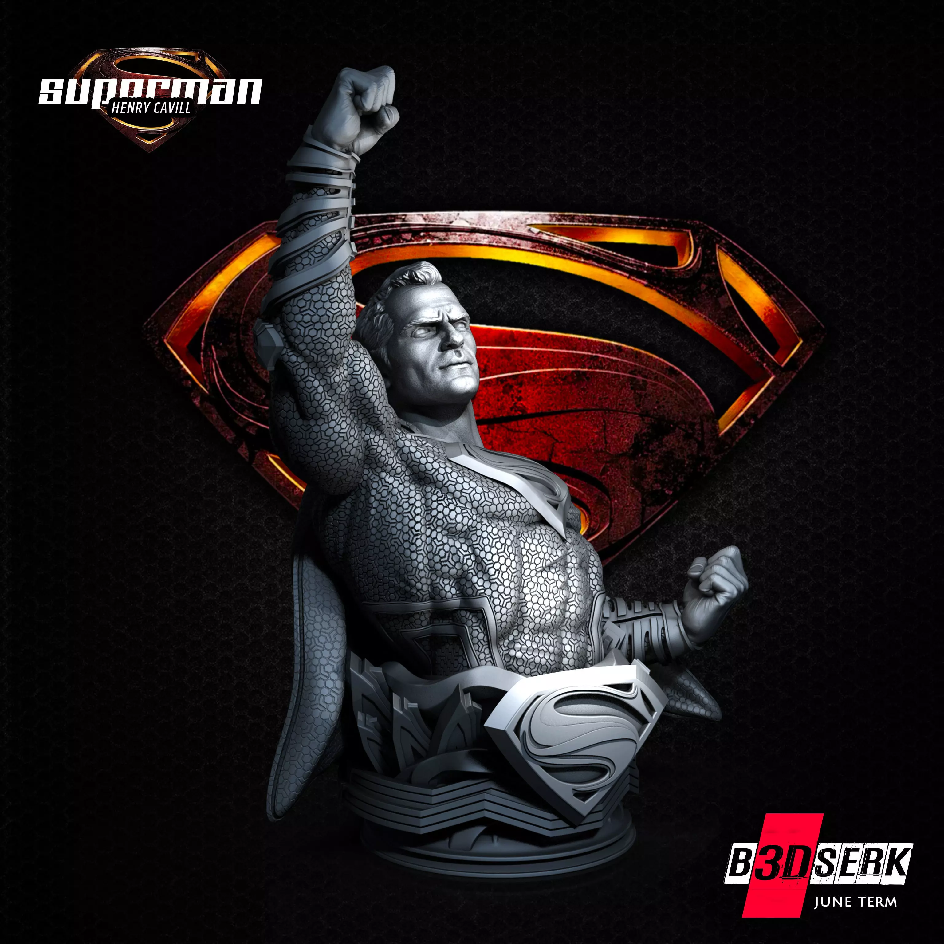 B3DSERK June Term Superman Bust ready for printing Free 3D print model