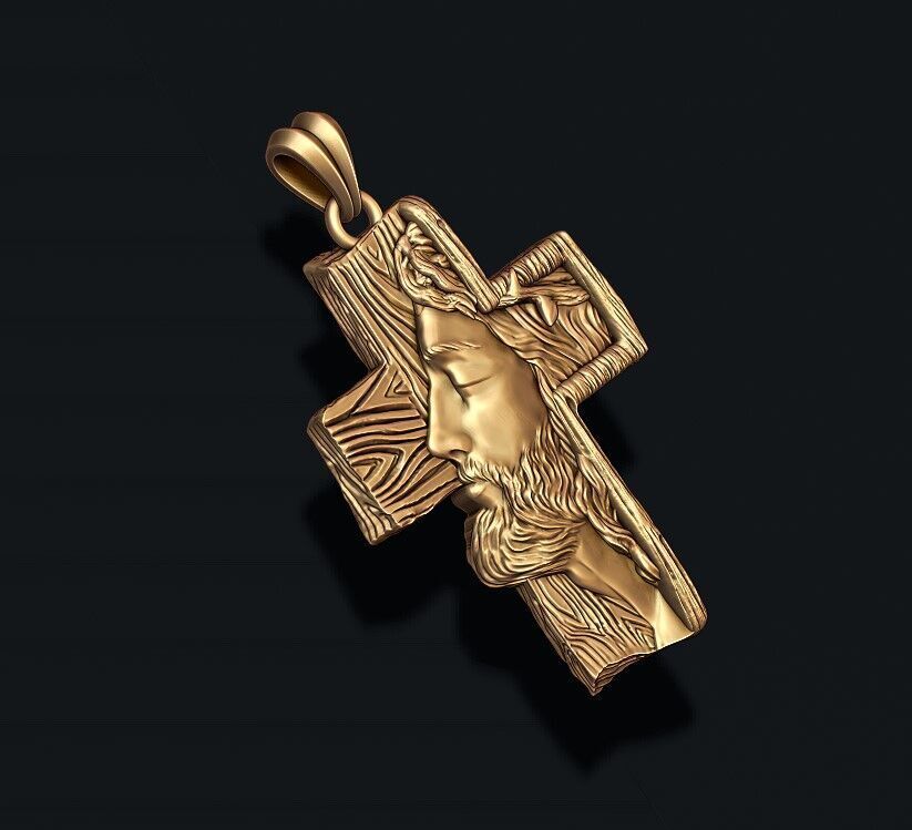 Jesus cross pendant 3D print model_4