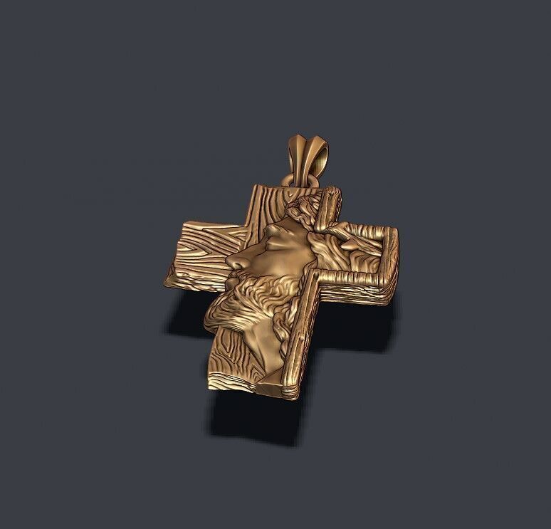 Jesus cross pendant 3D print model_6
