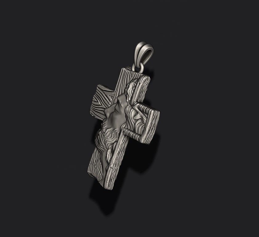 Jesus cross pendant 3D print model_3