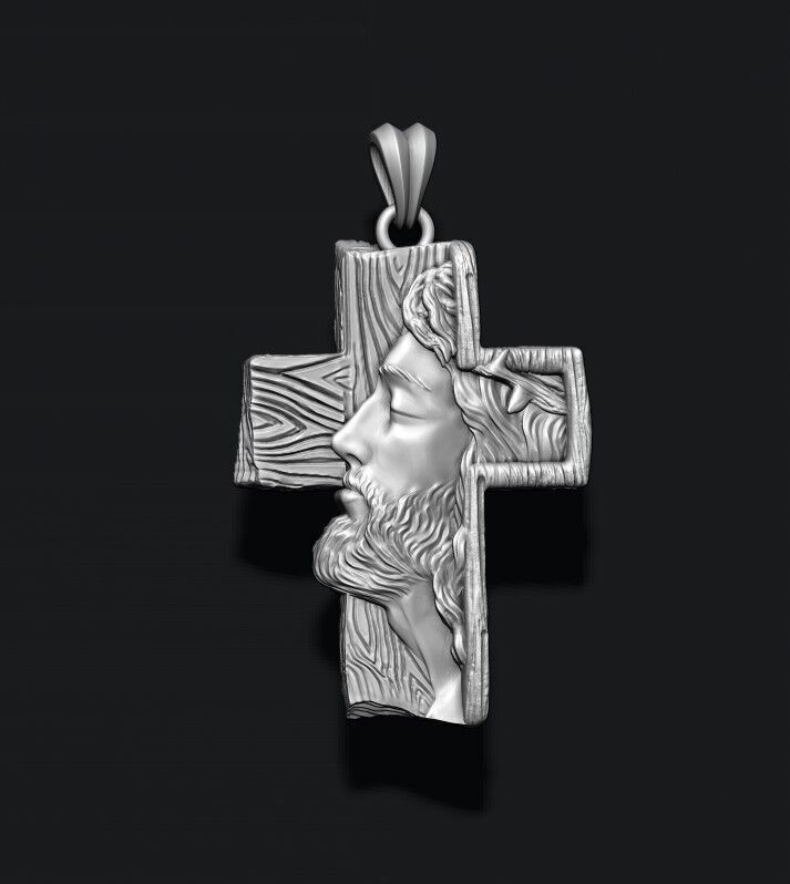 Jesus cross pendant 3D print model_7
