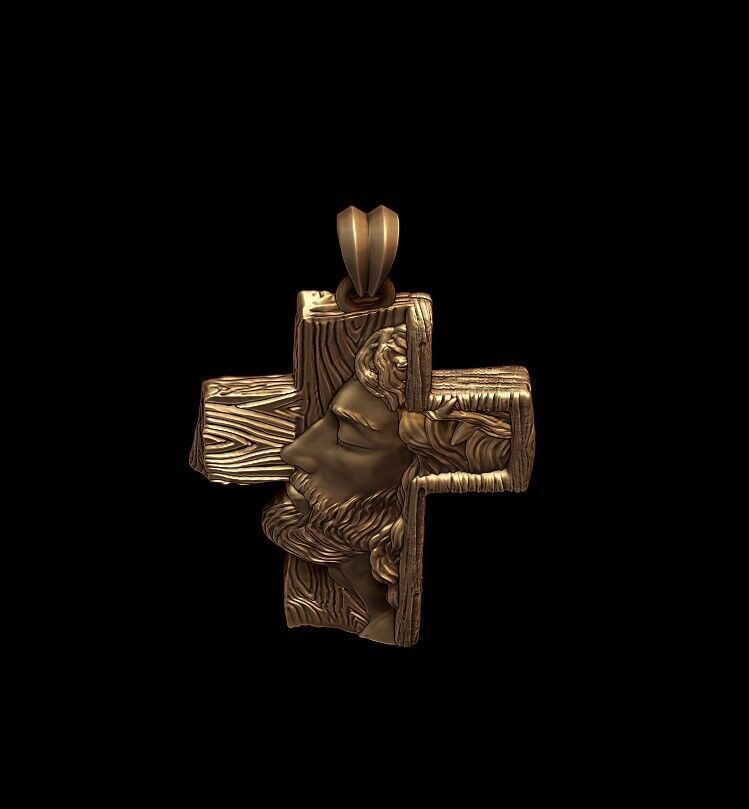 Jesus cross pendant 3D print model_5