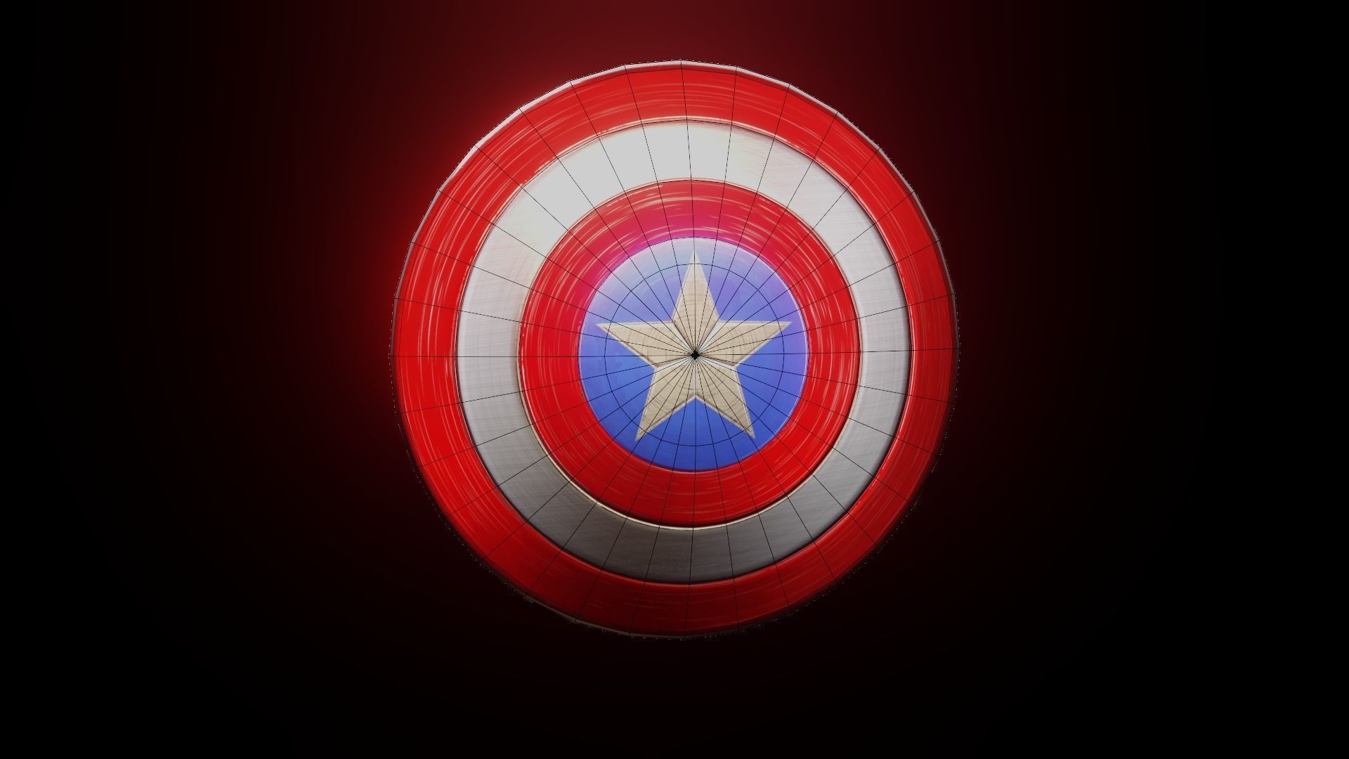 Capitan America Shield Free low-poly 3D model_1