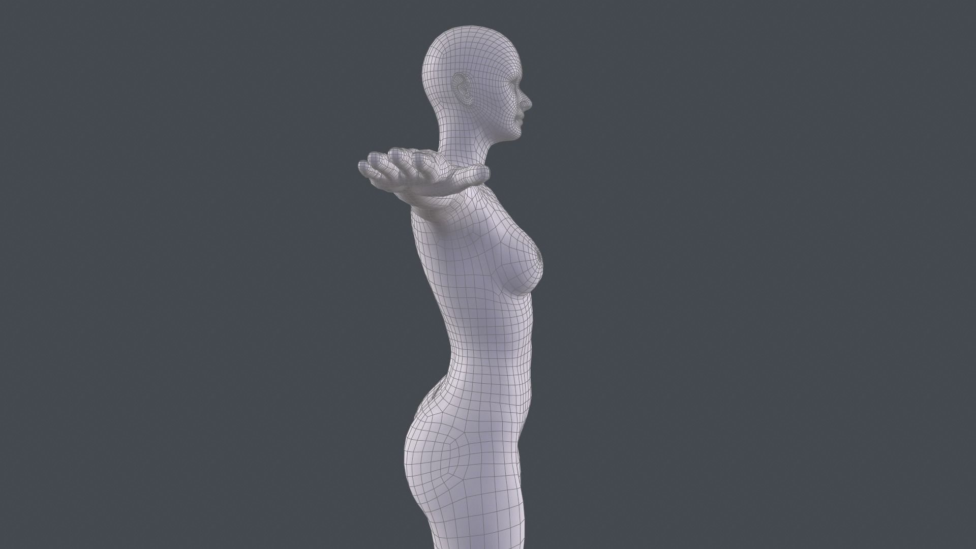 Female Basemesh Low-poly 3D model_5