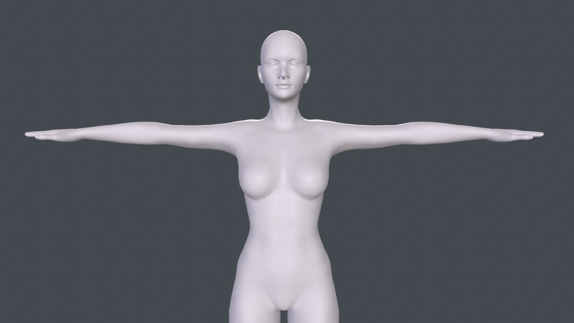 Female Basemesh Low-poly 3D model_2