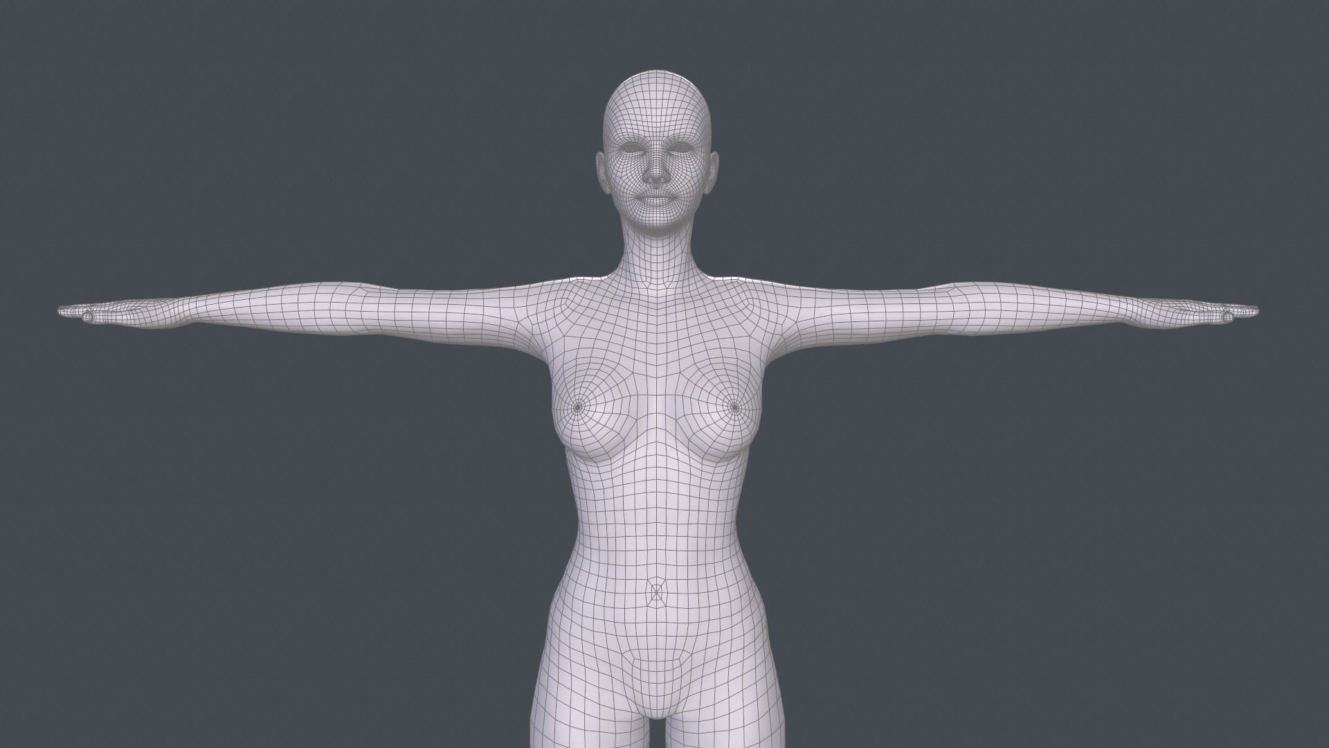 Female Basemesh Low-poly 3D model_3