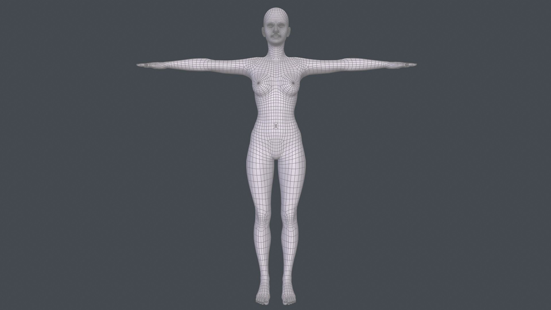 Female Basemesh Low-poly 3D model_9