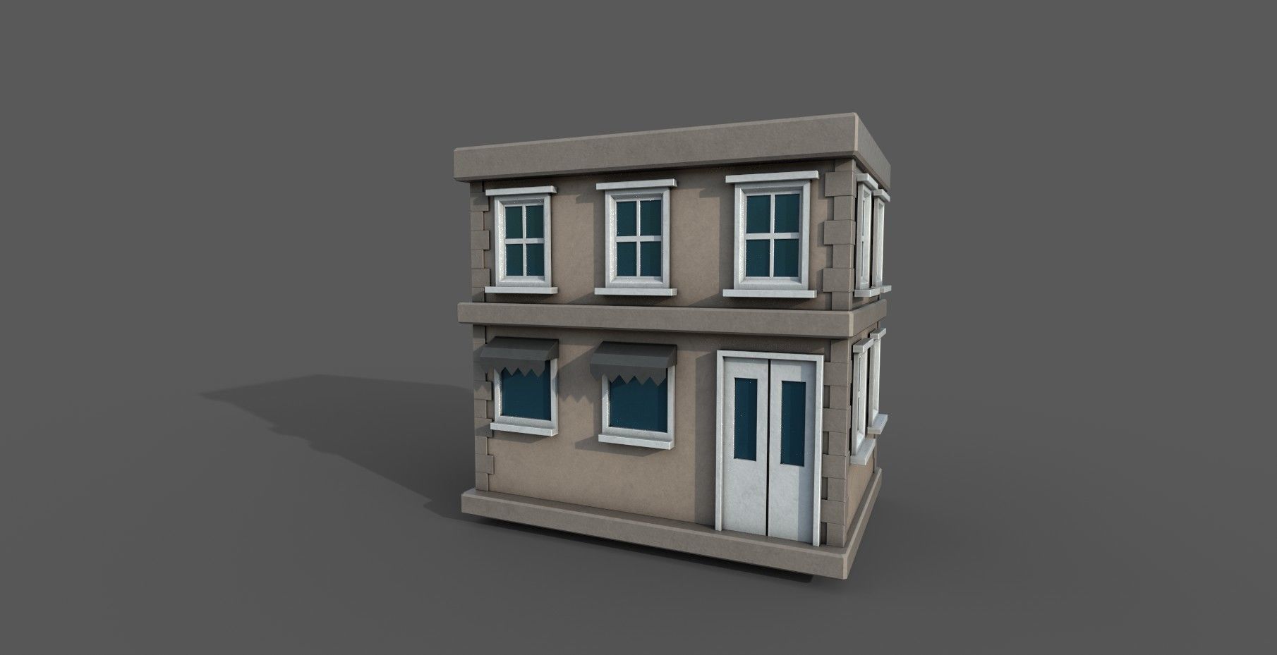 Vintage Building Set Low-poly 3D model_1